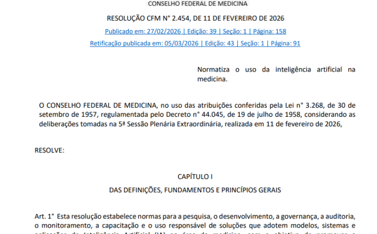  CFM normatiza o uso da inteligência artificial na medicina