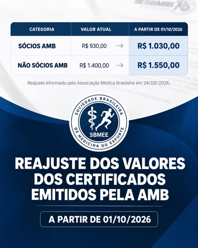 Reajuste dos valores dos certificados emitidos pela AMB